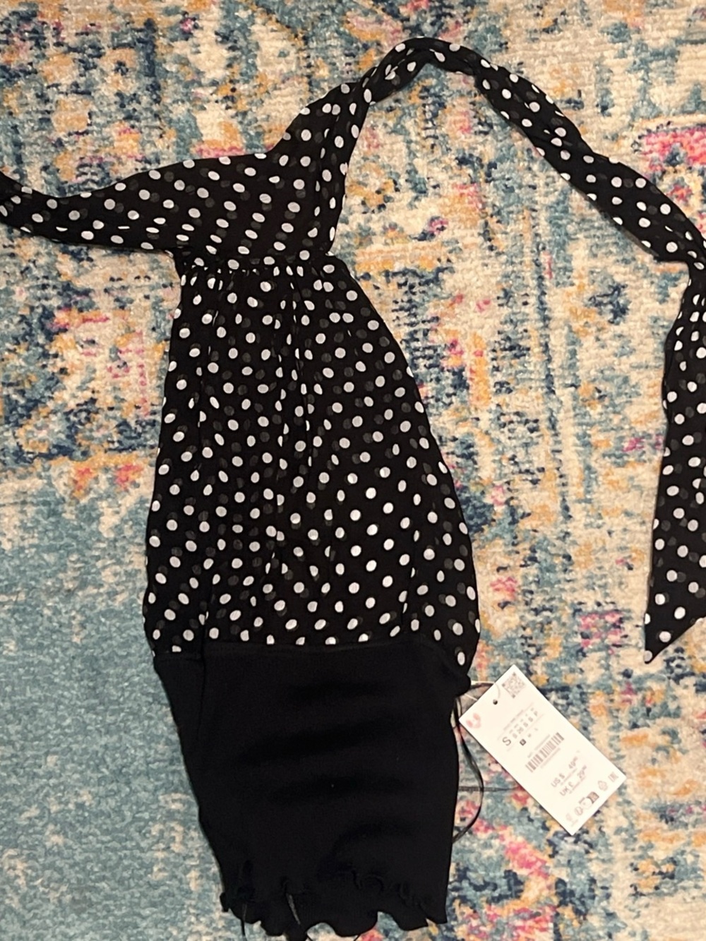 Zara Black Polka Dot Halter Romper